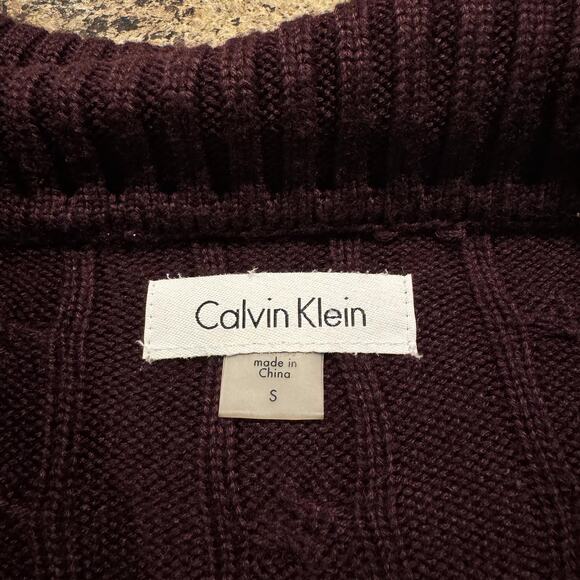 Calvin Klein Sweater Dress Cable Knit Minimalist Fisherman Dark Academia Small - Picture 3 of 5